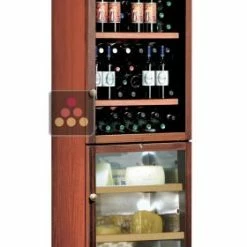 Nouveau ⌛ CALICE Combiné 2 températures : cave à vin et cave à fromage - Habillage bois - Bouteilles verticales ⌛