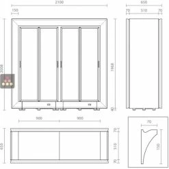 Bon marché 💯 CALICE DESIGN Combiné de 2 vitrines réfrigérées professionnelles pour vins, charcuteries et fromages - Installation centrale - Façades incurvées 🎁