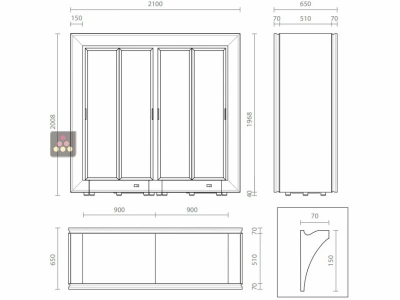Bon marché 💯 CALICE DESIGN Combiné de 2 vitrines réfrigérées professionnelles pour vins, charcuteries et fromages - Installation centrale - Façades incurvées 🎁 3 Bon marché 💯 CALICE DESIGN Combiné de 2 vitrines réfrigérées professionnelles pour vins, charcuteries et fromages - Installation centrale - Façades incurvées 🎁