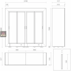 Vente flash 😉 CALICE DESIGN Combiné de 2 vitrines réfrigérées professionnelles pour vins, charcuteries et fromages - Pose libre - Façade droite 🎉