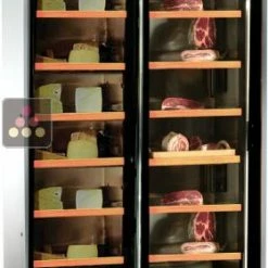 Vente flash 😍 CALICE Combiné d'une cave à charcuterie et une cave à fromage - Portes coulissantes - Pose libre - Habillage Inox 🥰