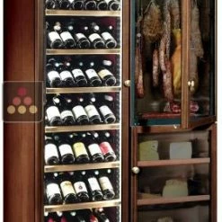 Le moins cher ✨ CALICE Combiné d'une cave à vin multi-températures, une cave à charcuterie et une cave à fromage - Habillage bois - Bouteilles inclinées 🎁