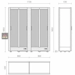 Acheter ✨ CALICE DESIGN Combiné de 2 vitrines réfrigérées professionnelles pour vins, charcuteries et fromages - 3 côtés vitrés - Habillage magnétique 😍