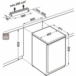 Tout neuf đ LIEBHERR PRO Table-top positif ventilĂ© vitrĂ© encastrable sous plan - 130L đŻ