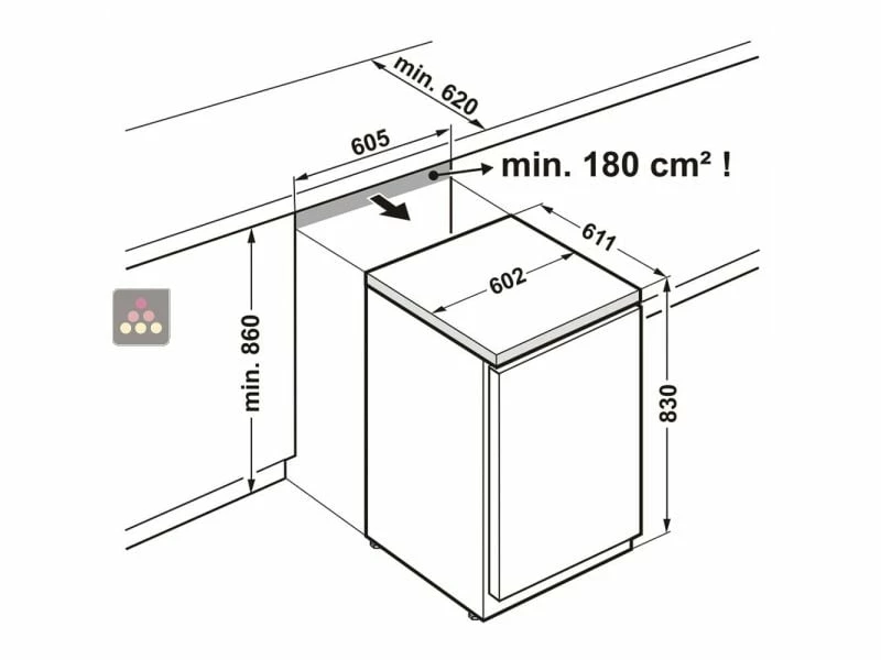 LIEBHERR PRO Table-top positif ventilé encastrable sous plan - 130L Vente flash ???? LIEBHERR PRO Table-top positif ventilé encastrable sous plan - 130L ???? -CALICE Magasin 7834 34417 800 600