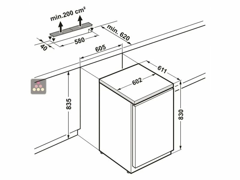 LIEBHERR PRO Table-top positif ventilé encastrable sous plan - 130L Vente flash ???? LIEBHERR PRO Table-top positif ventilé encastrable sous plan - 130L ???? -CALICE Magasin 7834 34418 800 600