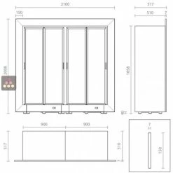 Le moins cher 👍 CALICE DESIGN Combiné encastrable de 2 vitrines réfrigérées professionnelles pour vins, charcuteries et fromages - Cadre droit ✨ -CALICE Magasin 8951 39887 800 600