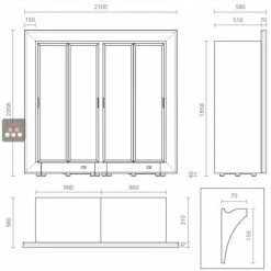 Sortie ???? CALICE DESIGN Combiné encastrable de 2 vitrines réfrigérées professionnelles pour vins, charcuteries et fromages - Cadre incurvé ???? -CALICE Magasin 8953 39916 800 600
